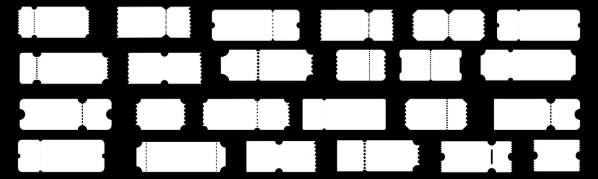 A collection of blank tickets with various shapes. vector illustration