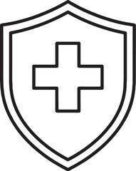 Fototapeta premium Medical Shield Protection Icon Black and White Line Art eps