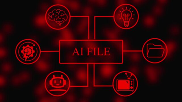 A I file concept with brain light bulb robot and technology on dark background ai file artificial intelligence