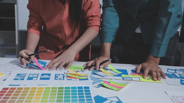 team of UI UX web designer are working together to develop mobile responsive websites. Mobile Mockup