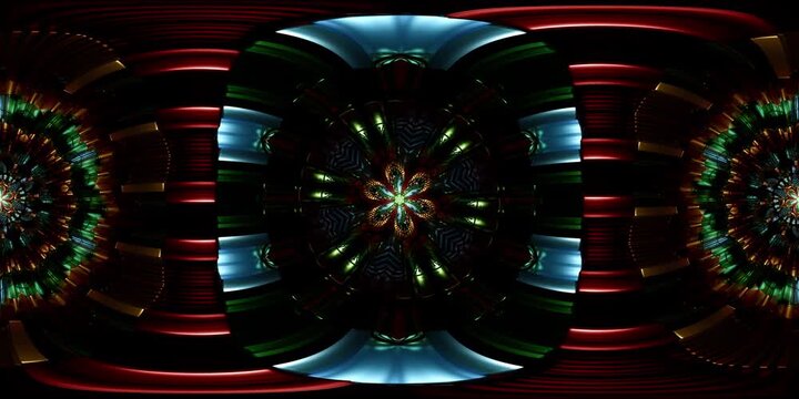 Equirectangular VR 360 sacred geometry mandala environment map designed for dome spaces and metaverse platforms, seamless spiritual loop for VJ sets and HDRI spherical immersion
