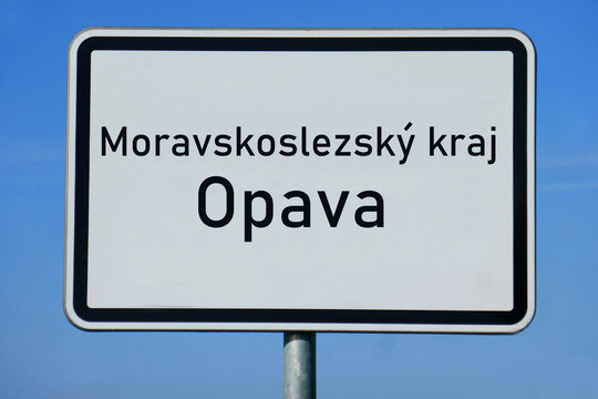 place-name sign Moravskoslezsk&yacute; kraj Opava