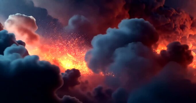 A  massive wildfire rages across the landscape with thick smoke and flames engulfing everything