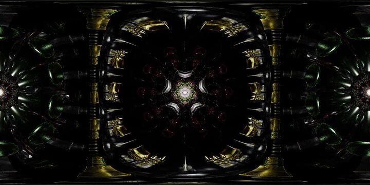 Immersive spiritual VR 360 mandala built in sacred geometry as equirectangular environment map and HDRI spherical dome loop for metaverse worlds and dynamic VJ projection
