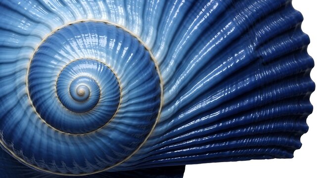 A large blue shell with a spiral design illustration