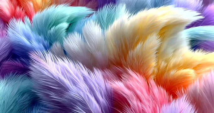 Vibrant multicolored feathers fill the frame 