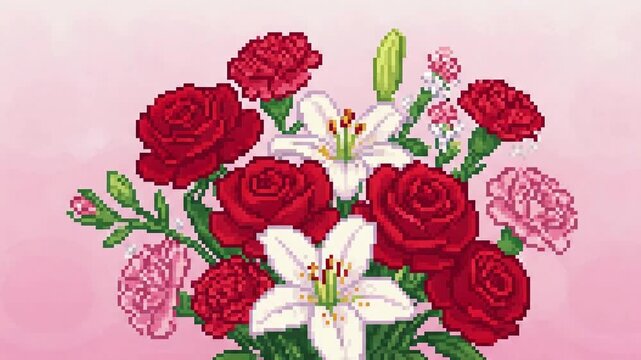 bouquet of roses pixel art