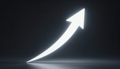financial growth arrow made of light rising upward