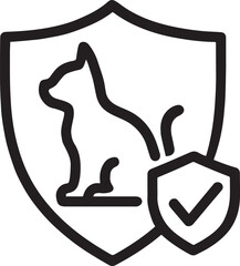 Cat and dog with security shield icon for pet insurance and secure animal business