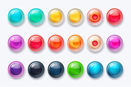Collection of vibrant 3d spheres representing digital interface elements and game icons