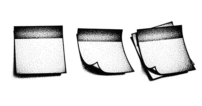 Abstract monochrome dot matrix art of paper squares with gradients