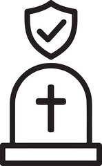 Obraz premium Gravestone cross icon for life insurance planning and secure business funeral service solutions