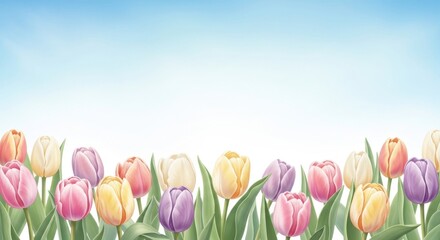 Colorful Spring Tulips Frame Background