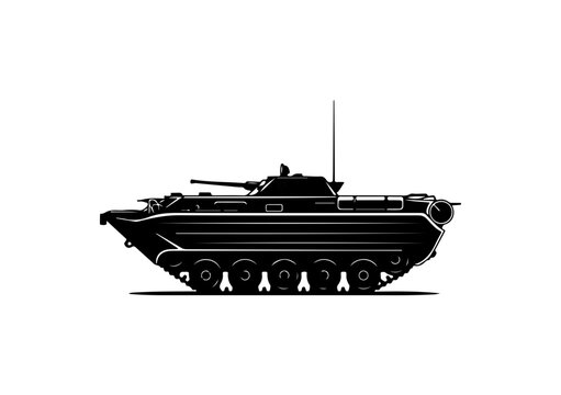 Black and White Armored Military Vehicle Illustration