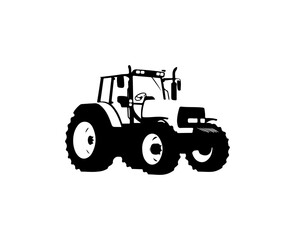 Obraz premium Black and White Agricultural Tractor Vector Illustration