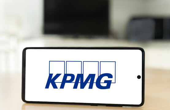 KPMG logo on a smartphone screen. Link&ouml;ping, &Ouml;sterg&ouml;tland, Sweden. 02-14-2026