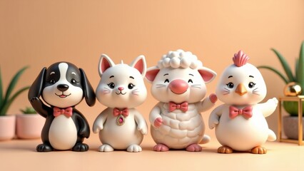 Cartoon animal group photo