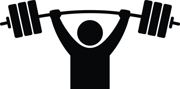 A person lifting a heavy barbell overhead with weights on both ends.
