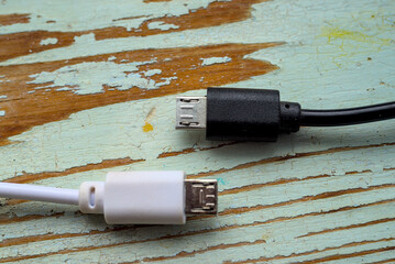 Photo of black and white micro usb ports