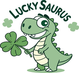Naklejka premium St. Patrick's Day cute dinosaur 