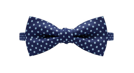 A classic navy blue bow tie with light blue polka dots is a stylish accessory for formal occasions.