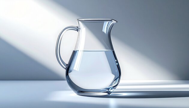 Clear Glass Pitcher with Water and Light.