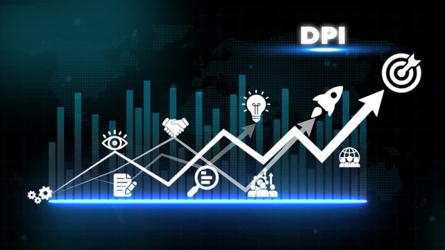 Business Growth and Strategy Dots Per Inch D P I Infographic with Graphs and on Dark Background