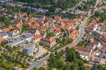Ausblick auf Dietenhofen im Naturpark Frankenh&ouml;he in der Metropolregion N&uuml;rnberg im Sommer