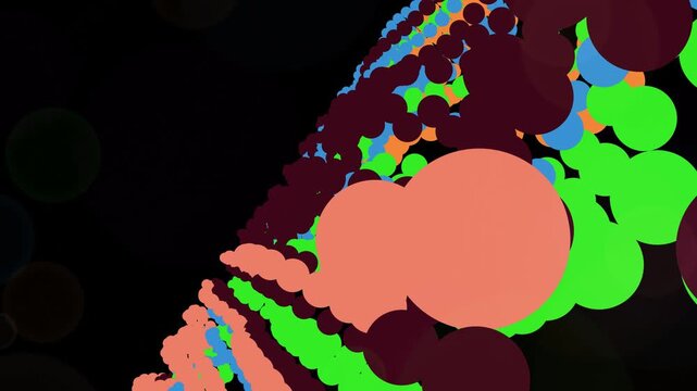 Abstract Colorful Circles Floating on Black Background, Artistic Visuals.
