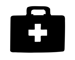 Obraz premium Black First Aid Kit Graphic Icon with Plus Symbol Medical Assistance