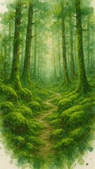 Fototapeta premium Serene lush forest path mobile wallpaper