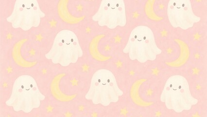 Cute ghost pattern desktop wallpaper