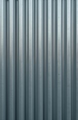 Fototapeta premium Corrugated metal wall surface. Vertical ribbed texture, gray and black industrial pattern, clean steel sheet background for design. Minimalist metallic facade.