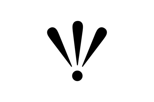 A minimalist exclamation mark icon in a simple black and white design