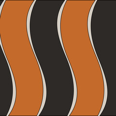 Luxury Burnt Orange and Black Wavy Stripe Seamless Pattern Retro Abstract Geometric Background