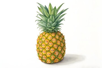 A vibrant and colorful illustration of a fresh pineapple on a white background