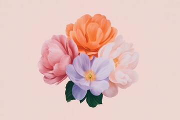 Obraz premium Colorful flowers arranged on a soft background