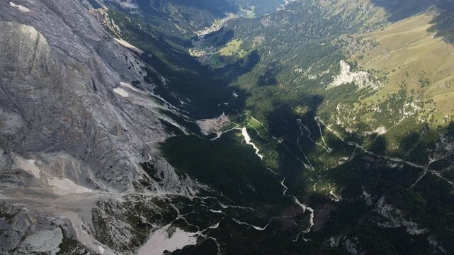 Drone Views Of Dramatic Terrain. Exploring Majestic Limestone Formations And Lush Valleys From Above