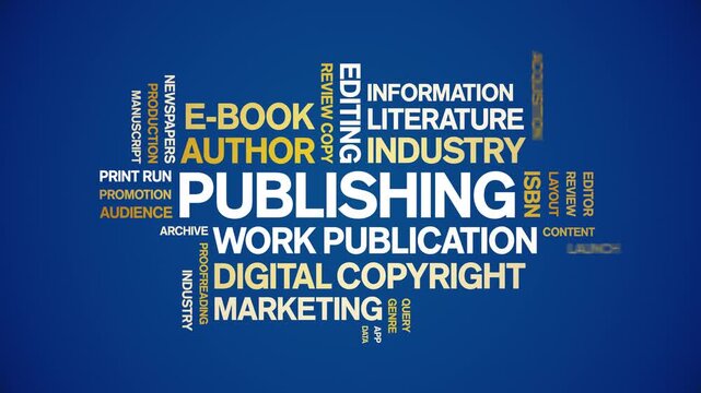 Publishing animated word cloud-text design animation tag kinetic typography seamless loop.