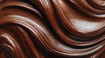 Naklejka premium Swirling Rich Dark Chocolate Spread Texture Close Up Macro hazelnut cocoa