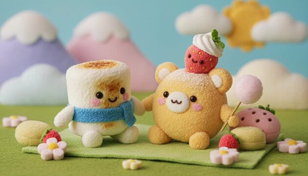 Cute Food Friends Giggling Dancing &ndash; 10 Seconds Cinematic Loop Video