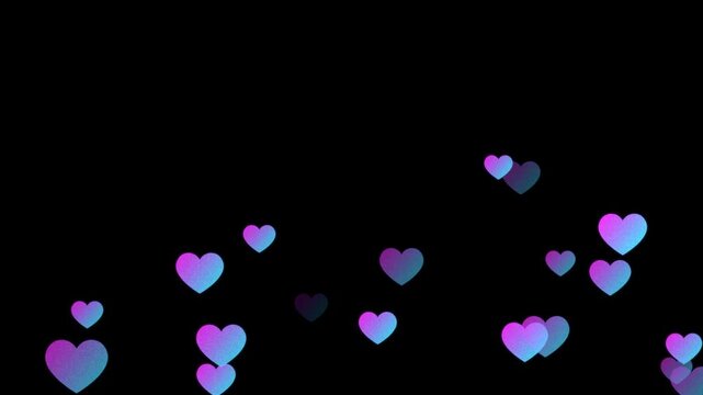 valentines day hearts border bottom flying alpha channel animation,gradient heart valentine and anniversary celebration isolated social media motion design element