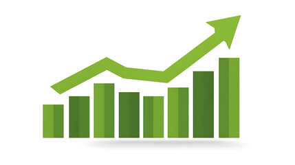 Green Growth Chart: Depicting Upward Trend and Success in Business, Finance, and Economy with Positive Progress and Market Development for Presentations