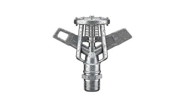 Sprinkler Head Metal Irrigation Device with Adjustable Nozzles in White Background