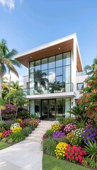 Fototapeta premium modern house with garden