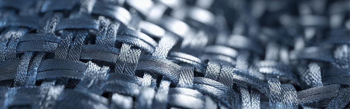 Macro background of nitinol shape memory alloy wire mesh for advanced medical devices and aerospace engineering technology