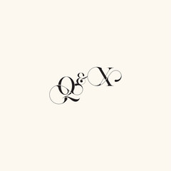 Obraz premium XQ letter elegancy and beauty in one look wedding caligraphic logo with monogram concept