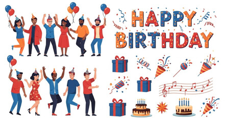 Happy Birthday Celebration with People.