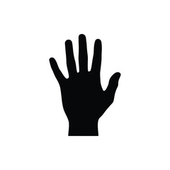 Obraz premium Hand Resting Flat Silhouette Vector. Open Palm on Surface Black Silhouette. Relaxed Fingers Spread Clip Art Illustration.