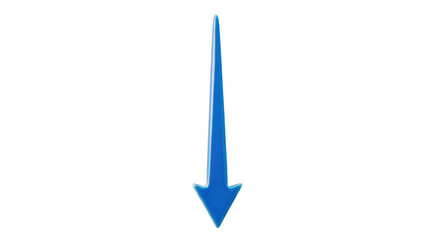 Bright blue arrow pointing down PNG isolated on transparent background, direction indicator for graphic design and web elements © Sofix